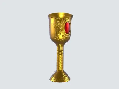 Golden Goblet Low-poly 3D model