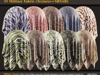 35 Military Fabric Texture and SBSAR 3D model