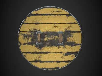 Viking historical yellow shield Low-poly 3D model