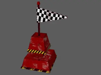 Rusty And Weathered Flag Buoy Low-poly 3D model