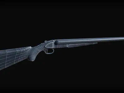 Double barrel shotgun Low-poly 3D model 2