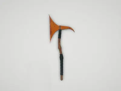 Game asset Battle-Worn Orange-Head Axe 3D model
