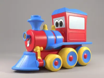 Small Toy Train Low-poly 3D model
