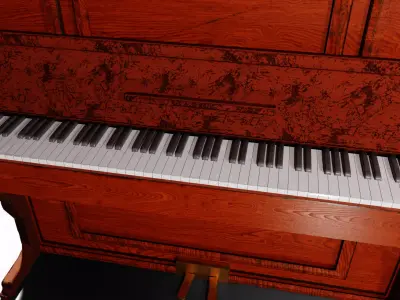 Realistic Low-Poly Upright Piano Game ready Asset Low-poly 3D model