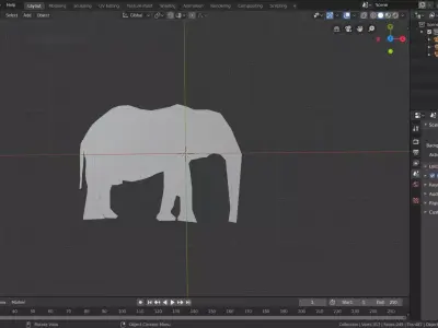 2D Elephant Free 3D model
