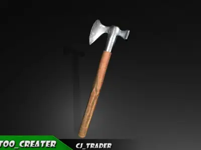 Medieval Axe Lowpoly 3d model Low-poly 3D model