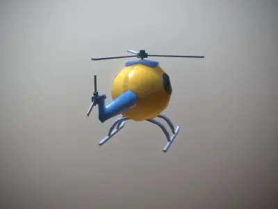 Helicopter Toy Plastic low-poly game ready Low-poly 3D model