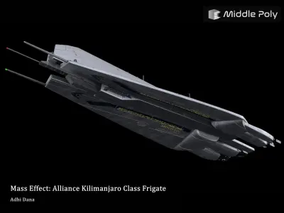 Mass Effect Alliance Kilimanjaro Class Frigate 3D Model Free low-poly 3D model