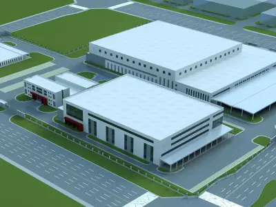 Industrial buildings factories industrial parks 3D model purchase