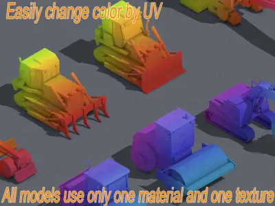 Low Poly Heavy Construction Machinery Equipment Industrial Low-poly 3D model