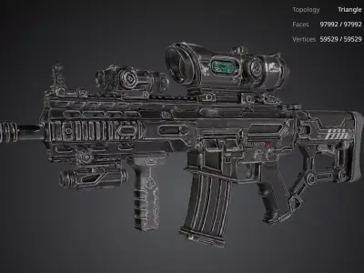 Futuristic Rifle Gun 3D model order