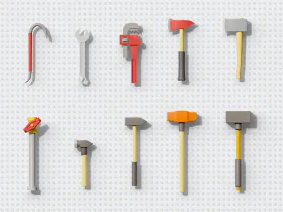 Melee Weapons Low-poly 3D model shop