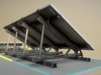Solar Panel 4x8 - Rigged Low-poly 3D model