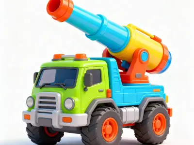 Stylized Water Cannon Utility Truck 3D Model Low-poly 3D model