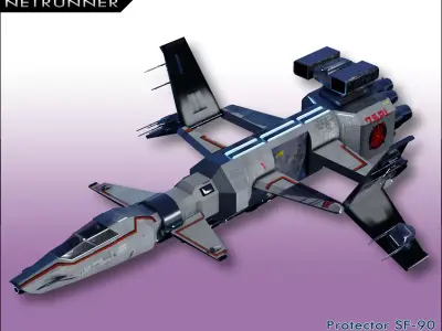 Protector SF-90 spaceship Low-poly 3D model