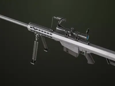 Sniper Rifle 02 Black and Sandal Single Map All PBR Unity UE Low-poly 3D model