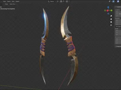 Boomerang Throwing Knife - Fantasy Knife Low-poly 3D model