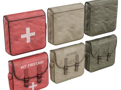 Small Ammo And Medic Bags  Low-poly 3D model