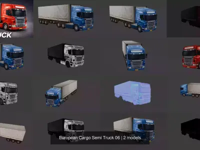 transport truck Heavy  semi  Truck European Cargo Semi Truck 06 3D Model Pack