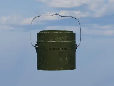 Military Mess Kit with Wear and Tear 4K Free 3D model