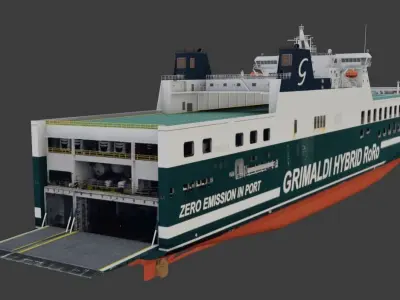Ro-Ro Cargo Ship 3D and Printable model included Low-poly 3D model