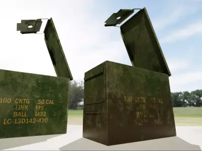 Realistic Milspec Ammo Can with four texture variants Low-poly 3D model