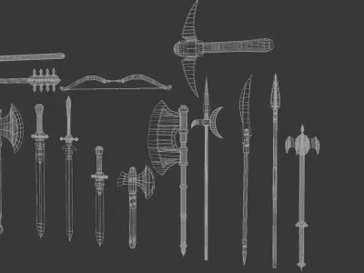 Conjunto de armas Low-poly 3D model