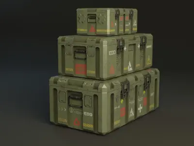 Military boxes GameReady  Low-poly 3D model