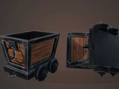  baggage cart  mining cart Low-poly 3D model