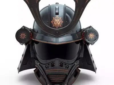 Cyber Samurai And Ancient Kabuto Helmets 3D Models Pack