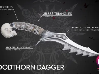 Gothic Fantasy Knife - Bloodthorn Low-poly 3D model