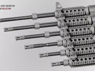 AR15 M4A1 Modular Barrel Kit Customizable Low-poly 3D model