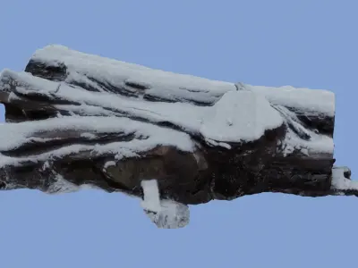 4K Snow Covered Cut Log Photoscan Low-poly 3D model