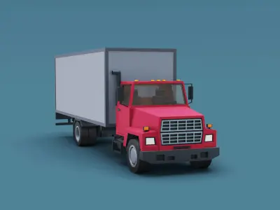  Cartoon Stylized Transporter Truck 80s Low-poly 3D model