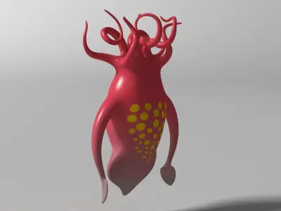 Cartoon Squid Monster RIGGED  Low-poly 3D model