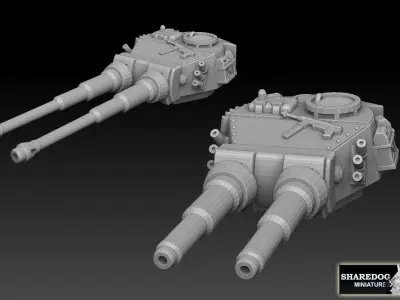 Double Barrelled Tiger Tank Turrets 3D print model