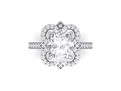 Oval Art Deco Ring 3D print model 15