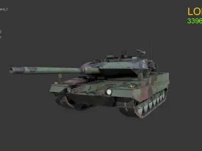 Asset - Army - Tank - Leopard 2 Low-poly 3D model