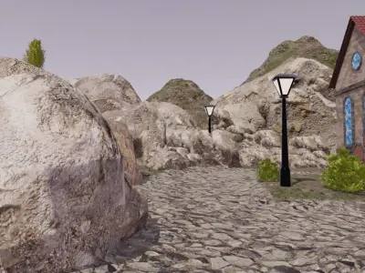 Mountain Village Landscape 3D model purchase