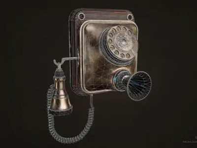 Antique Telephone 19 century Low-poly Low-poly 3D model