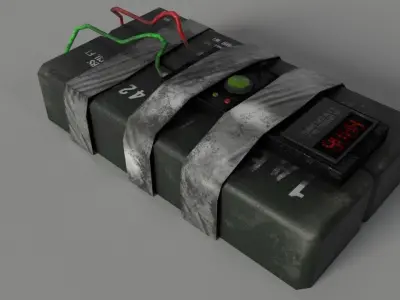 C4 Bomb Low-poly 3D model