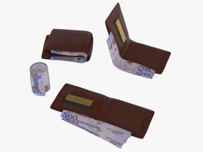 Saudi 500 Riyals Wallet Money Purse 3D model
