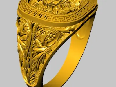 Lion ring 3D print model 10