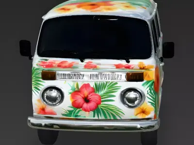 Tropical-Breeze Camper Van 3D Model Low-poly 3D model