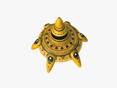 Alien Spaceship UFO G08 Yellow Dirt - Sci Fi Spacecraft Design Low-poly 3D model