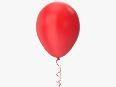 Red Balloon with Ribbon 3D model