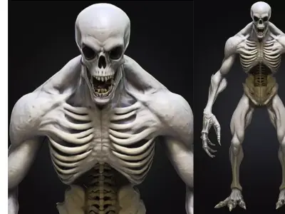 Undead Bone Horror Creature Monster Sci Fi Alien Low-poly 3D model
