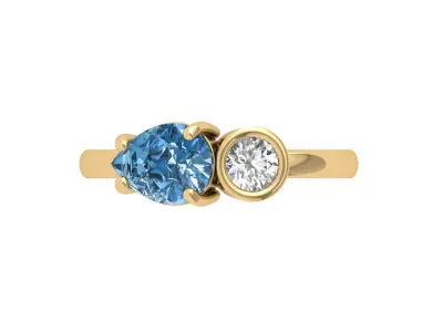 Solitair 2 Stone Ring 3D print model buy