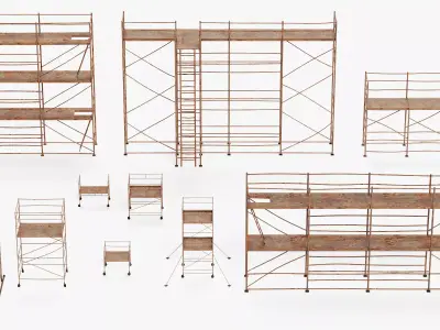 -Old Rusty Scaffolding Set- 3D model