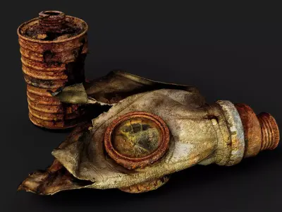 Chernobyl exclusion zone gas mask filter debris PBR scan 3D model